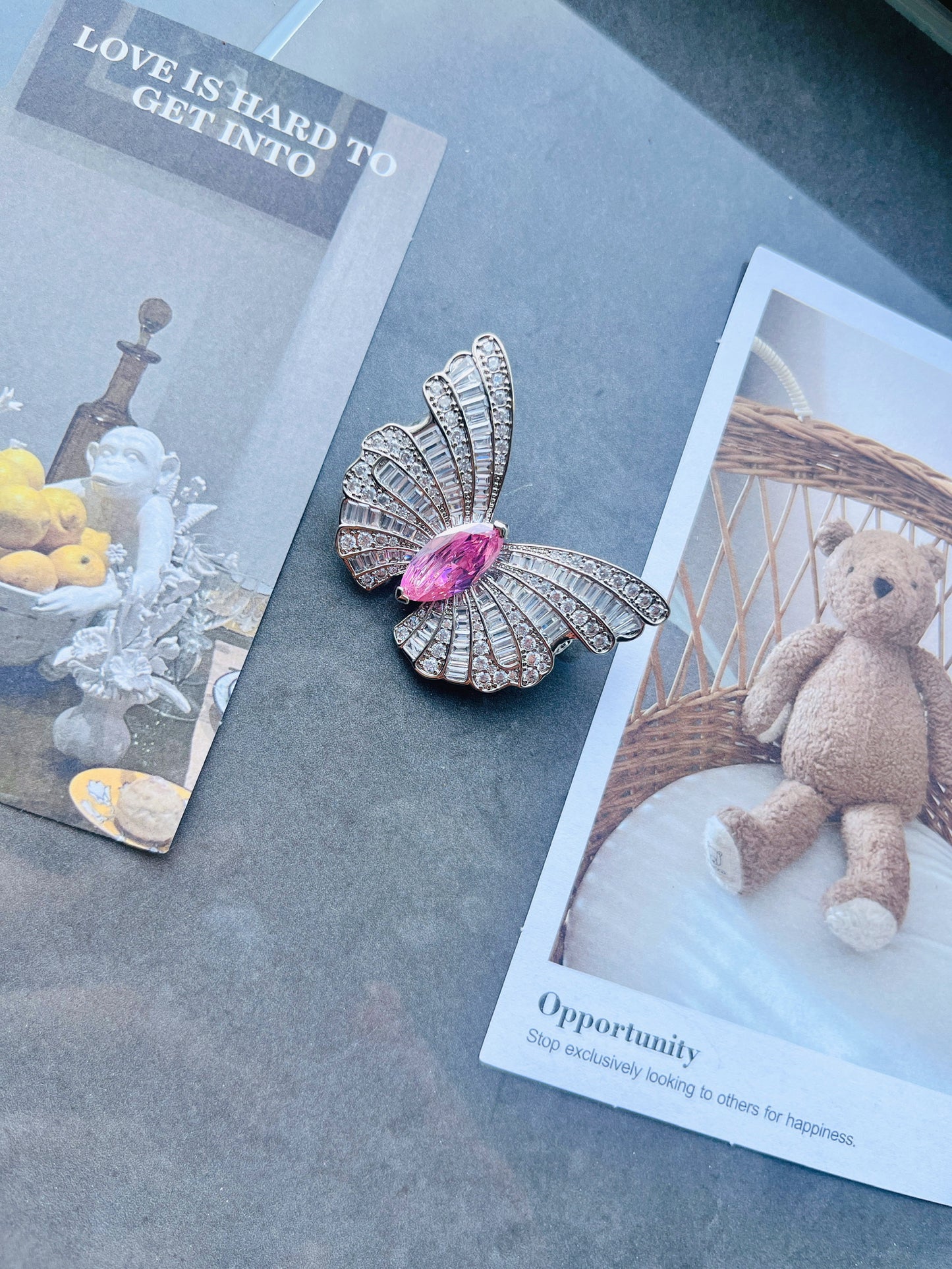 Butterfly crystal brooch