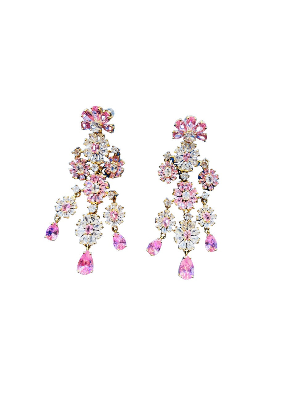 Hollow crystal flower earrings