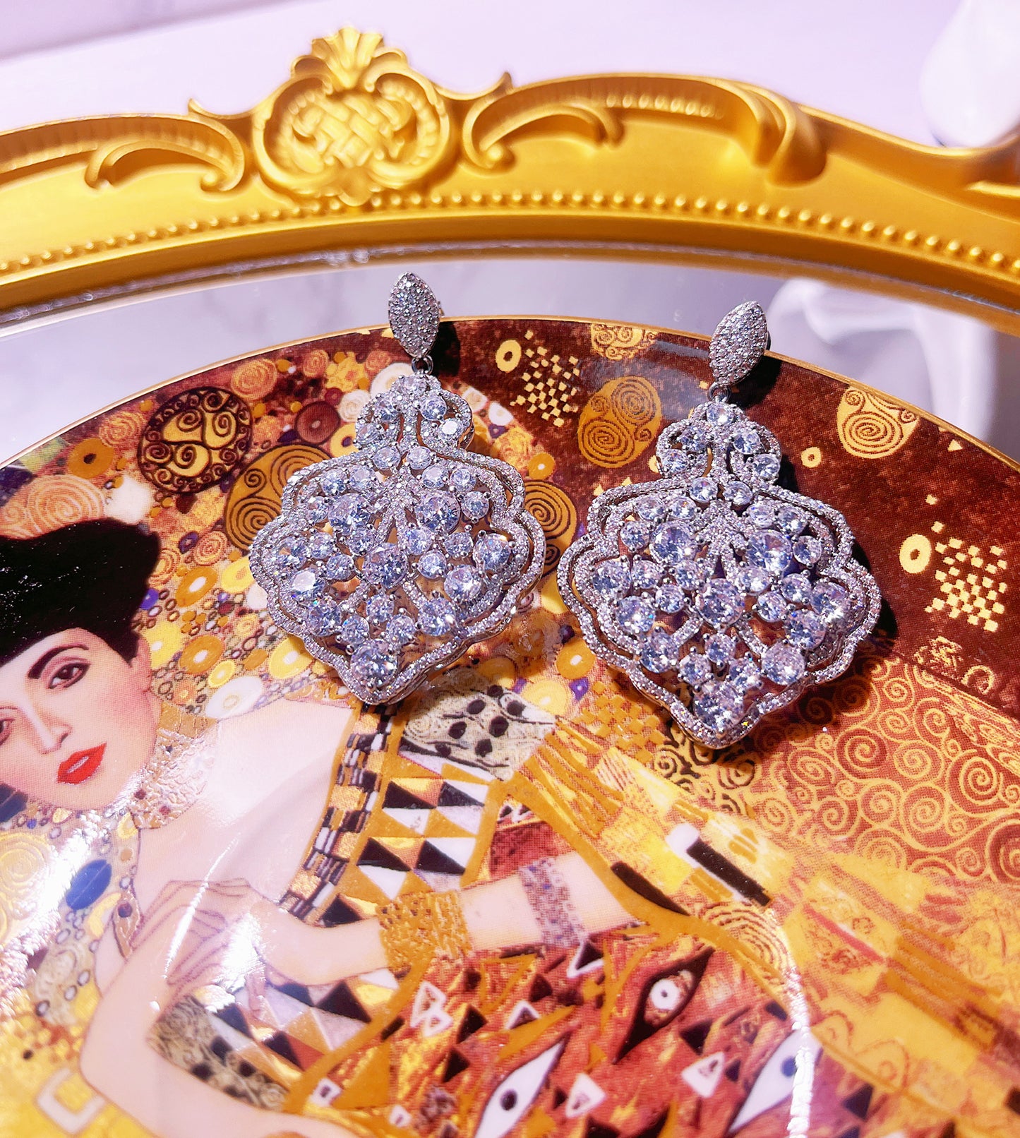 Crystal Starlight Silver Vintage Drop Earrings
