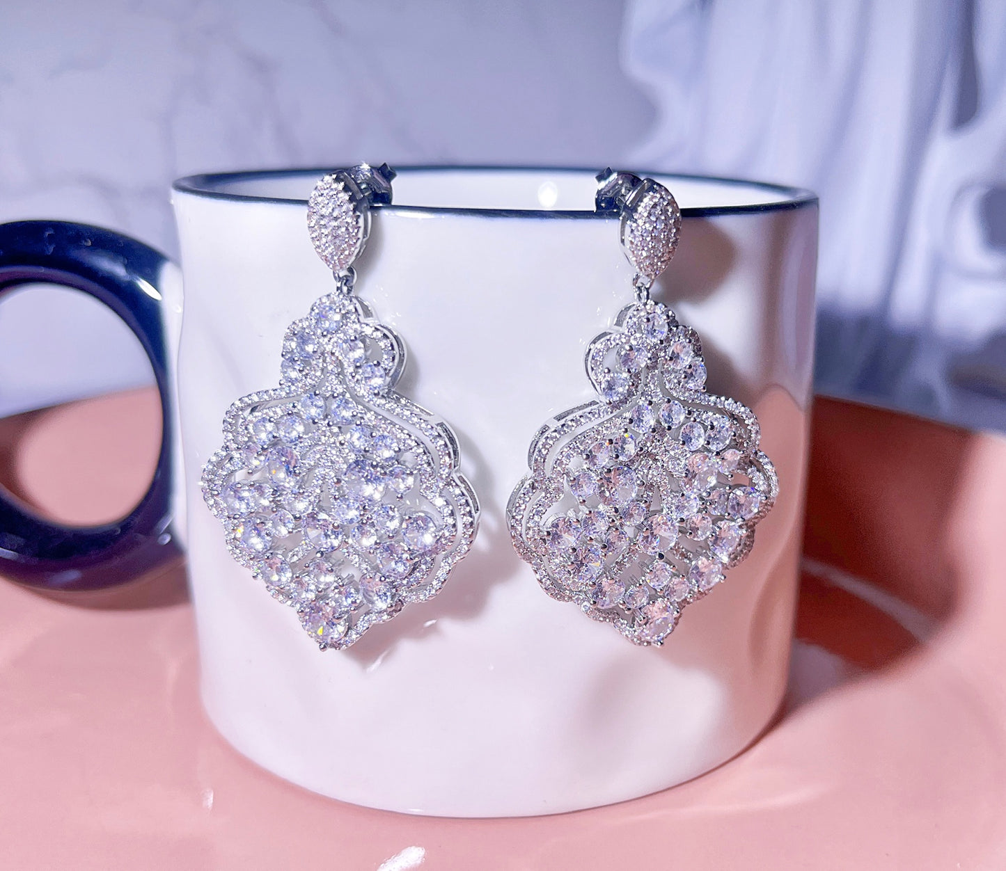 Crystal Starlight Silver Vintage Drop Earrings