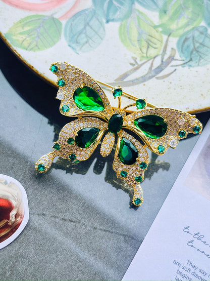 Emerald Butterfly Brooch