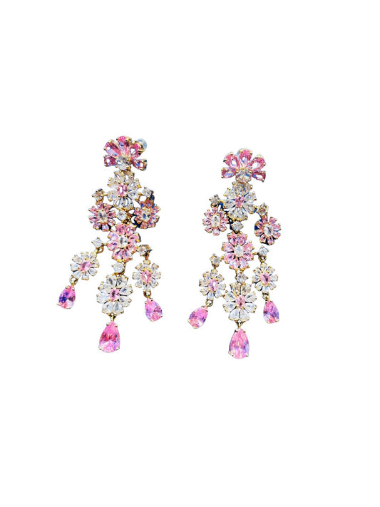 Hollow crystal flower earrings