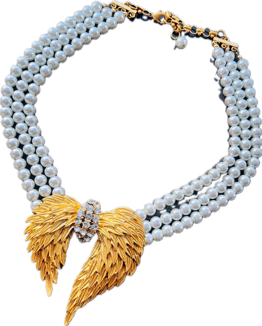 Vintage Pearl Angel Necklace