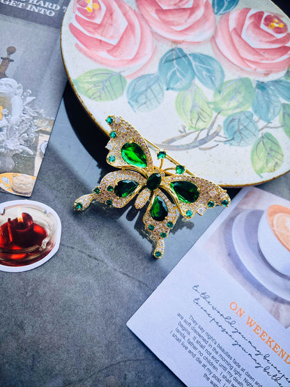 Emerald Butterfly Brooch