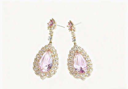 Rococo Rose Quartz Leaf Imperial Earrings
