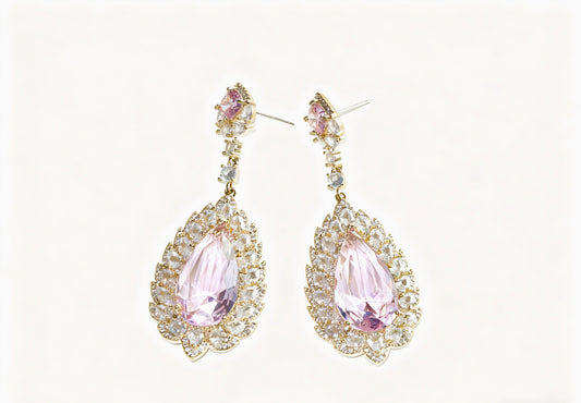 Rococo Rose Quartz Leaf Imperial Earrings