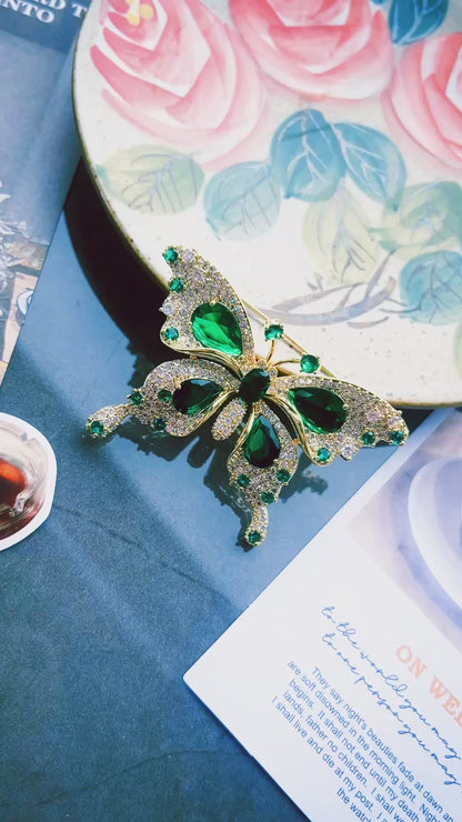 Emerald Butterfly Brooch