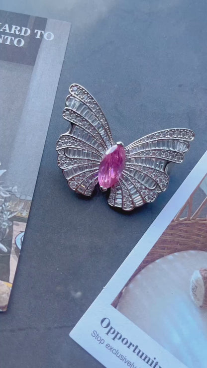 Butterfly crystal brooch